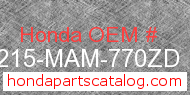 Honda 83215-MAM-770ZD genuine part number image