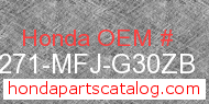 Honda 83271-MFJ-G30ZB genuine part number image