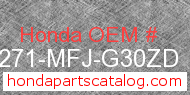 Honda 83271-MFJ-G30ZD genuine part number image