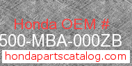 Honda 83500-MBA-000ZB genuine part number image