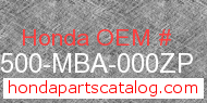 Honda 83500-MBA-000ZP genuine part number image