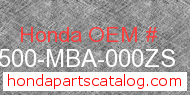Honda 83500-MBA-000ZS genuine part number image