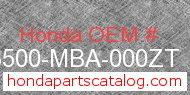 Honda 83500-MBA-000ZT genuine part number image