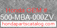 Honda 83500-MBA-000ZV genuine part number image