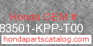 Honda 83501-KPP-T00 genuine part number image
