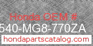 Honda 83540-MG8-770ZA genuine part number image