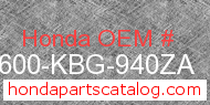 Honda 83600-KBG-940ZA genuine part number image