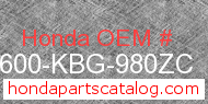 Honda 83600-KBG-980ZC genuine part number image