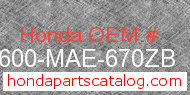 Honda 83600-MAE-670ZB genuine part number image