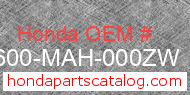 Honda 83600-MAH-000ZW genuine part number image