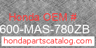 Honda 83600-MAS-780ZB genuine part number image
