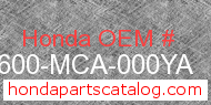 Honda 83600-MCA-000YA genuine part number image