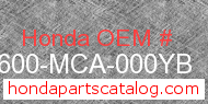 Honda 83600-MCA-000YB genuine part number image