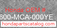 Honda 83600-MCA-000YE genuine part number image