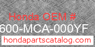 Honda 83600-MCA-000YF genuine part number image