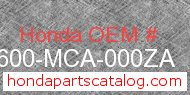 Honda 83600-MCA-000ZA genuine part number image