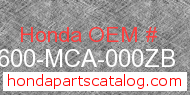 Honda 83600-MCA-000ZB genuine part number image