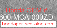 Honda 83600-MCA-000ZD genuine part number image