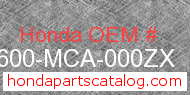 Honda 83600-MCA-000ZX genuine part number image