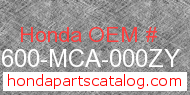 Honda 83600-MCA-000ZY genuine part number image