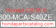 Honda 83600-MCA-S40ZE genuine part number image