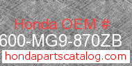 Honda 83600-MG9-870ZB genuine part number image