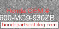 Honda 83600-MG9-930ZB genuine part number image