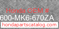Honda 83600-MK6-670ZA genuine part number image