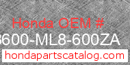 Honda 83600-ML8-600ZA genuine part number image