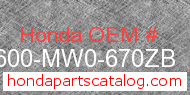 Honda 83600-MW0-670ZB genuine part number image
