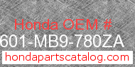 Honda 83601-MB9-780ZA genuine part number image