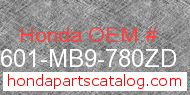 Honda 83601-MB9-780ZD genuine part number image