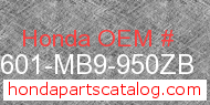 Honda 83601-MB9-950ZB genuine part number image