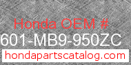 Honda 83601-MB9-950ZC genuine part number image