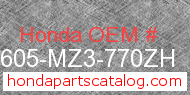 Honda 83605-MZ3-770ZH genuine part number image