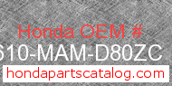 Honda 83610-MAM-D80ZC genuine part number image