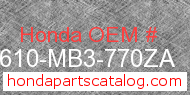 Honda 83610-MB3-770ZA genuine part number image