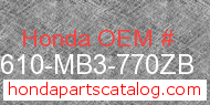Honda 83610-MB3-770ZB genuine part number image