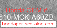 Honda 83610-MCK-A60ZB genuine part number image