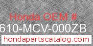 Honda 83610-MCV-000ZB genuine part number image