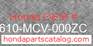 Honda 83610-MCV-000ZC genuine part number image
