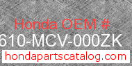 Honda 83610-MCV-000ZK genuine part number image