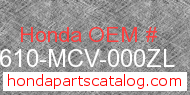 Honda 83610-MCV-000ZL genuine part number image