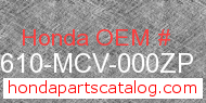 Honda 83610-MCV-000ZP genuine part number image