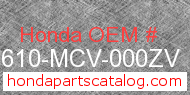 Honda 83610-MCV-000ZV genuine part number image