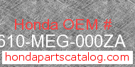 Honda 83610-MEG-000ZA genuine part number image
