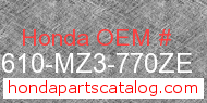 Honda 83610-MZ3-770ZE genuine part number image