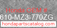Honda 83610-MZ3-770ZG genuine part number image
