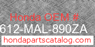 Honda 83612-MAL-890ZA genuine part number image