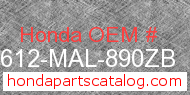 Honda 83612-MAL-890ZB genuine part number image
